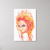 Vuurvrouw Surreal fantasy Portret tekening kunst