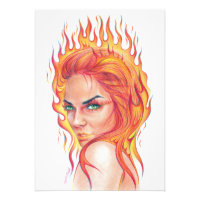 Vuurvrouw Surreal fantasy Portret tekening kunst