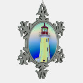 Vuurvuurtoren - Peggy's Cove Nova Scotia Tin Sneeuwvlok Ornament (Links)