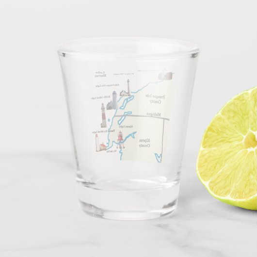 Vuurvuurtoren van het noordoosten van Michigan Shot Glas (Achterkant)