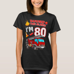 Vuurwagen 80ste verjaardag brandweerman brandweerm t-shirt