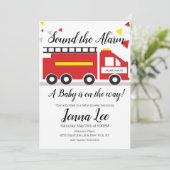 Vuurwagen Baby Shower Confetti Uitnodiging (Staand voorkant)
