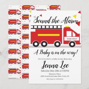 Vuurwagen Baby Shower Confetti Uitnodiging