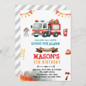 Vuurwagen en Dalmatiër hond uitnodiging (Voorkant / Achterkant)