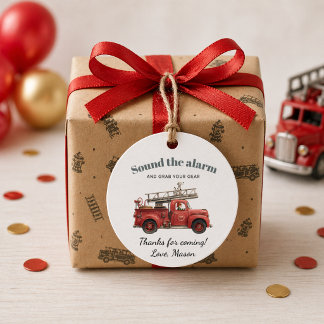 Vuurwagen Verjaardag Geluid De Alarm Bedankjes Labels