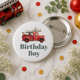 Vuurwagen Verjaardag Vuurweerwagen Feestje Ronde Button 5,7 Cm