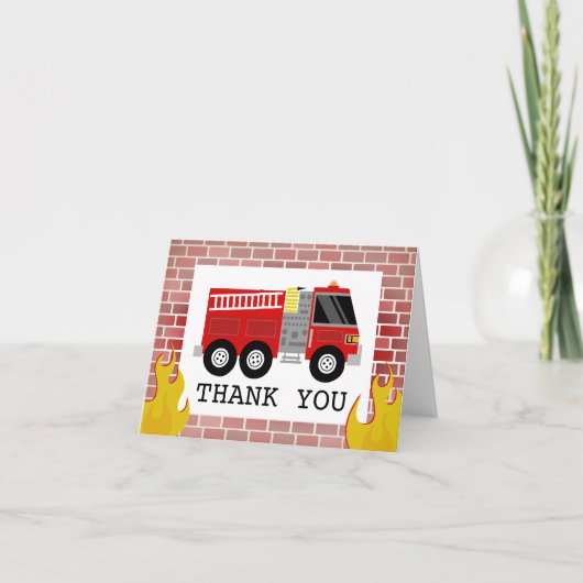 Vuurwagen Vlammen Baksteen Verjaardag Bedankt (Voorkant)