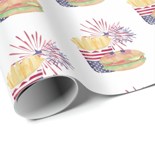 Vuurwapenstaffelkant van 4 juli cadeaupapier (Rol Hoek)