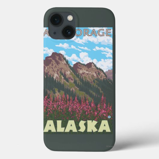 Vuurweed en bergen - Anchorage, Alaska Case-Mate iPhone Case (Achterkant)