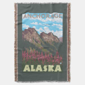 Vuurweed en bergen - Anchorage, Alaska Deken (Voorkant Verticaal)