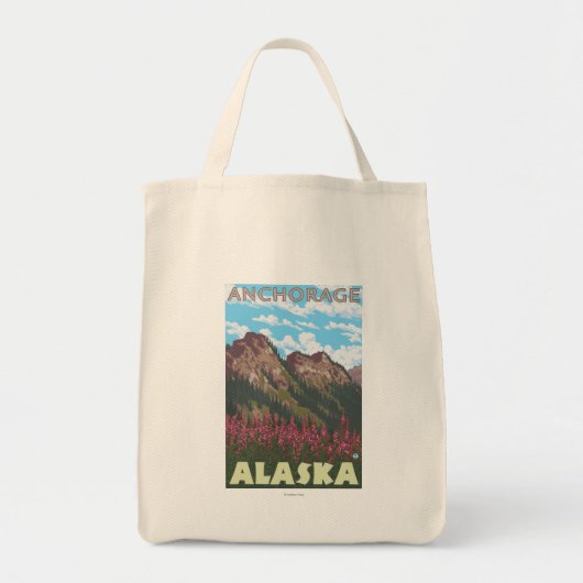 Vuurweed en bergen - Anchorage, Alaska Tote Bag (Voorkant)