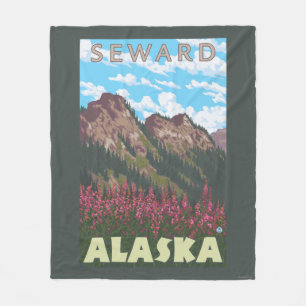 Vuurweed en bergen - Seward, Alaska Fleece Deken