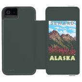 Vuurweed en bergen - Seward, Alaska Incipio iPhone Portemonnee Hoesje (Agenda Open)