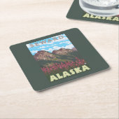Vuurweed en bergen - Seward, Alaska Kartonnen Onderzetters (Schuin)