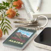 Vuurweed en bergen - Seward, Alaska Sleutelhanger (Voorkant Rechts)