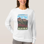 Vuurweed en bergen - Seward, Alaska T-shirt (Voorkant)