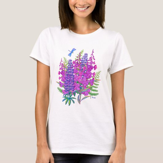 Vuurweed en lupine t-shirt (Voorkant)