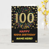 Vuurwerk 100e verjaardag kleurrijk regenbooggoud kaart (Gele Bloem)