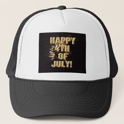Vuurwerk 10 4th van juli trucker hoed trucker pet (Voorkant)