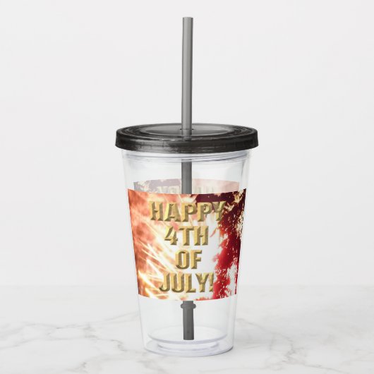 Vuurwerk 12 4 juli acryl tumbler acryl drinkbeker (Voorkant)