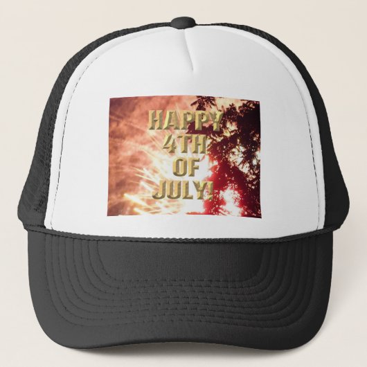 Vuurwerk 12 4th van juli trucker hoed trucker pet (Voorkant)