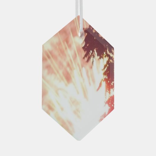 Vuurwerk 12 glas zeshoek kerstbal glas ornament (Voorkant Rechts)