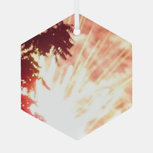 Vuurwerk 12 glas zeshoek kerstbal glas ornament (Achterkant)