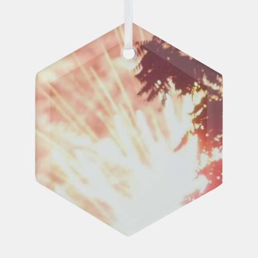 Vuurwerk 12 glas zeshoek kerstbal ornament (Voorkant)
