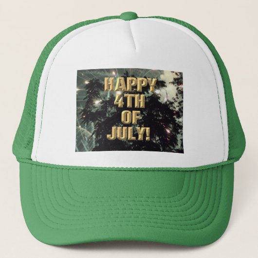 Vuurwerk 13 4 juli groene trucker hoed pet (Voorkant)