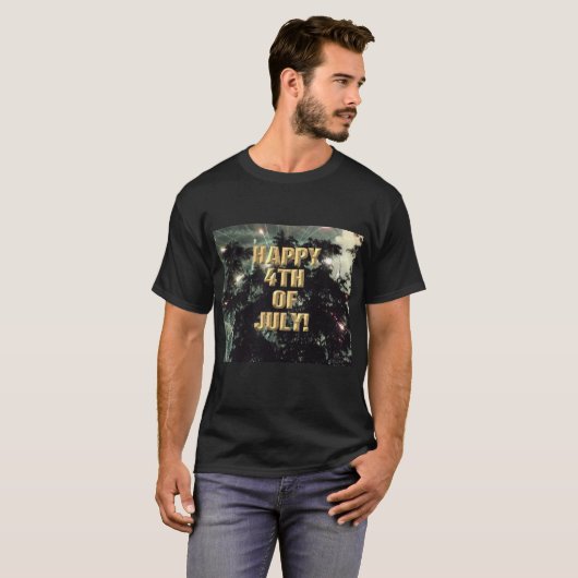 Vuurwerk 13 4 juli mannen zwart shirt (Voorkant volledig)