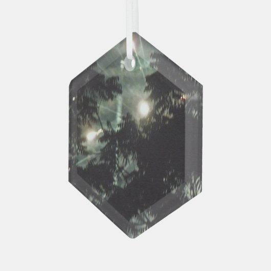 Vuurwerk 13 glazen zeshoekige ornament (Voorkant links)