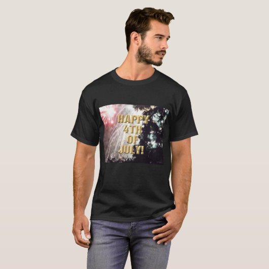 Vuurwerk 14 4 juli mannen zwart shirt (Voorkant volledig)