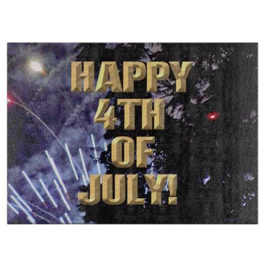 Vuurwerk 14 juli glazen snijplank (Voorkant)