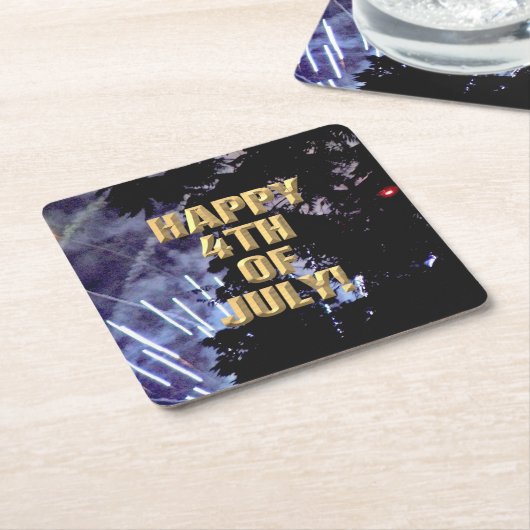 Vuurwerk 14 juli papieren onderzetters (Schuin)