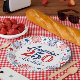 Vuurwerk 1776 - 2026 Amerika 250 Papieren Bordje
