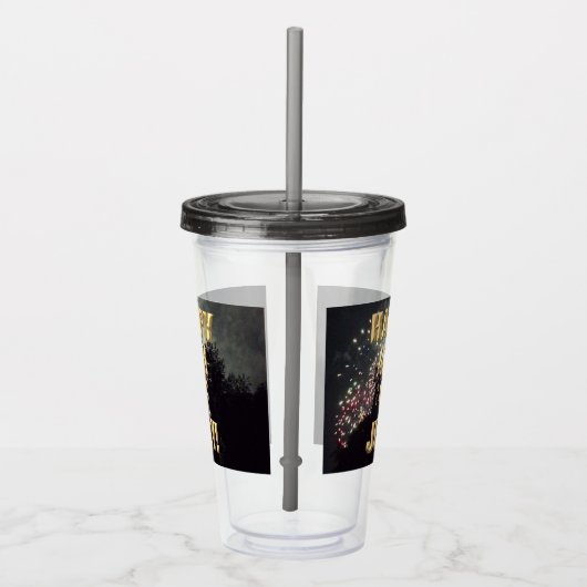 Vuurwerk 18 4 juli acryl tumbler acryl drinkbeker (Rechts)
