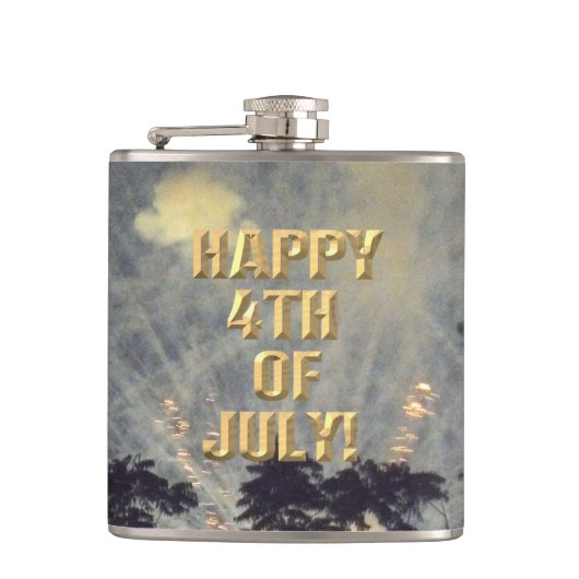 Vuurwerk 19 4th of Juli verpakte kolf Heupfles (Voorkant)