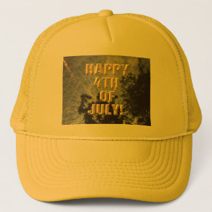 Vuurwerk 19 4th van juli gele trucker hoed trucker pet