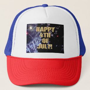 Vuurwerk 1 4 juli rood wit blauw trucker hoed pet
