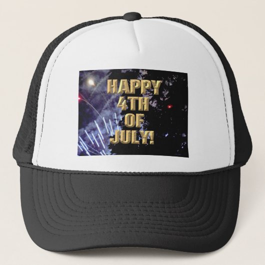 Vuurwerk 1 4 van juli trucker hoed trucker pet (Voorkant)