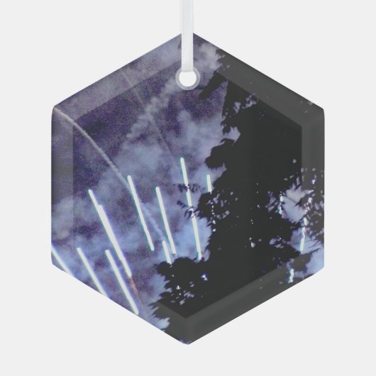 Vuurwerk 1 glas zeshoek ornament (Voorkant)
