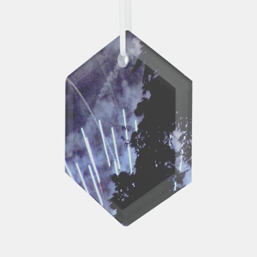 Vuurwerk 1 glas zeshoek ornament (Voorkant links)
