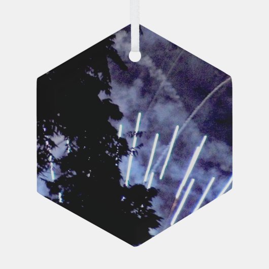 Vuurwerk 1 glas zeshoek ornament (Achterkant)