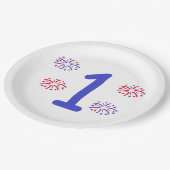 Vuurwerk 1e verjaardag papieren bordje (Gekanteld)