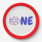 Vuurwerk 1e verjaardag papieren bordje (Voorkant)