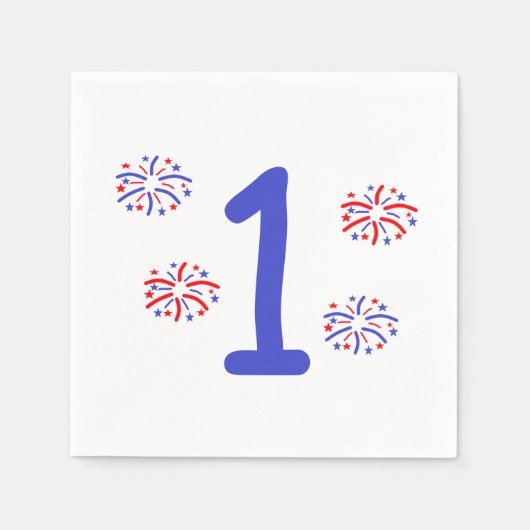 Vuurwerk 1e verjaardag servet (Voorkant)