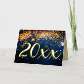 Vuurwerk 2026 Gelukkig Nieuwjaar Vrolijk Kerstgoud Folie Feestdagenkaart (Voorkant)