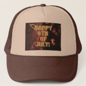 Vuurwerk 20 4th of Juli bruine trucker hoed Trucker Pet (Voorkant)