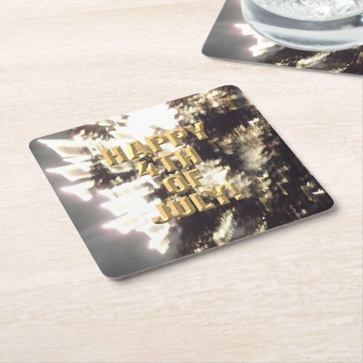 Vuurwerk 2 4 juli papieren onderzetters (Schuin)