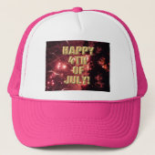Vuurwerk 3 4 juli hete roze trucker hoed trucker pet (Voorkant)